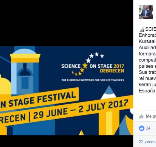 Felicitacion del Alcalde de Algeciras por la participación de Diverciencia en la final de Science on Stage